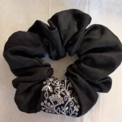 インド刺繍リボン ブラック シュシュ リネン100%