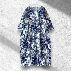 美品 PISANO ピサーノ 近年 ペイズリー ブラウス L〜LL 大きい 青 