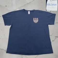 ギルダン Tシャツ 2XL 紺 救急隊 EMS 医療 企業 ワンポイント 古着