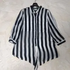 LE SOUK ストライプ柄 シアーシャツ ブラウス 長袖のサムネイル