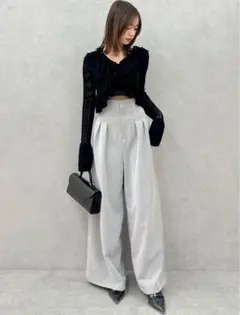 【dazzlin】ハイウエストワイドパンツ ライトグレー Sサイズ