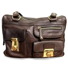 トッズ　TOD’S イタリア製 レザーボストンバッグ 本革 ブラウン 金金具