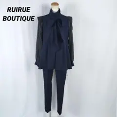 オーガンジースリーブタックフレアトップス＆シークレットゴムスリムテーパードパンツ