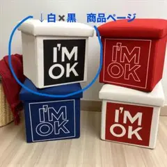 新品　ロンハーマン　I'M OK ボックス型スツール 収納　白×黒