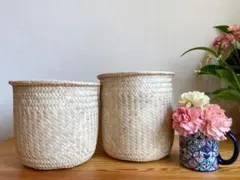 メキシコ　オアハカ　パームヤシ　カゴ　2点セット