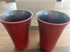 【新品未使用】赤黒陶器タンブラー2個セット