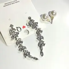 クリスタルフープピアスとパールセット