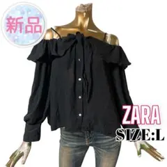 ⭐️A737⭐️ ZARA ♥ シースルー シアー フリル オフショル シャツ