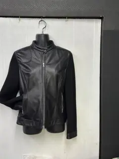 美品　コムサデモード　レザーとニットのコンビジャケット