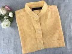 美品⭐️ニューヨーカー　オレンジギンガムチェック 上質コットン長袖シャツ ⭐️