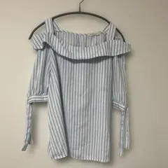 earth music & ecology ストライプオフショルダーシャツ M