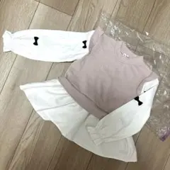 branshes ブランシェス 春 リボン付き重ね着風チュニック ピンク