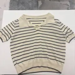 ボーダー ポロニット 半袖