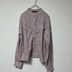 【w closet ダブルクローゼット】　刺繍　レース　ブラウス　ピンク