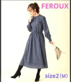 Feroux スモールフラワープリントワンピース ネイビー系