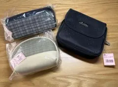 ポーチ3点セット ブラック チェック柄