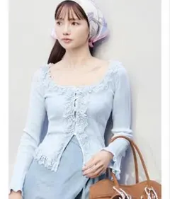 SNIDEL スナイデル Sustainableフリルニットプルオーバー