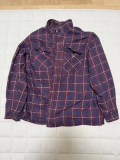 DAVID TAYLOR 長袖ネルシャツ L ネイビー/レッドチェック