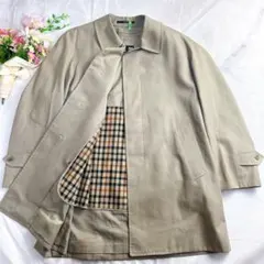 【最高級シルク混】DAKS ダックス ライナー付 ステンカラーコート チェック柄