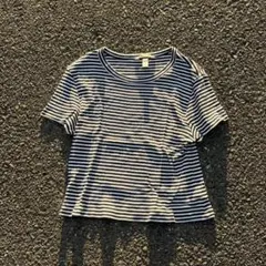 H&M ボーダー Tシャツ モノトーン ストリート短丈