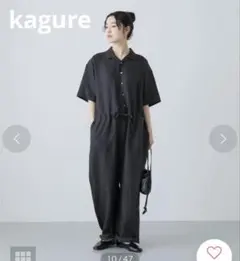 かぐれ 新品タグ付き リネンハーフスリーブオールインワン アーバン