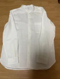 UNIQLO ホワイト コットンリネンスタンドカラーシャツ　Lサイズ