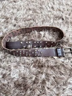 DIESEL ディーゼル スタッズ レザーベルト ブラウン イタリア製95/38