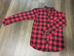 赤と黒のチェック柄 長袖シャツ