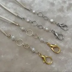 新品未使用　一点物　淡水パールのマスクストラップ　メガネストラップ　ハンドメイド