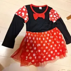 ミニーマウス風 長袖ワンピース 110cm
