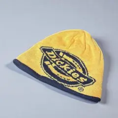【希少】Dickies リバーシブル ニット帽 ロゴ 総柄 ブラック イエロー