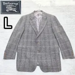 バーバリーズ　テーラード　ヘリンボーン　チェック　Ｌグレー　レトロ　総裏　ウール