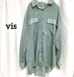 VIS ビス シアーシャツ ブラウス 透け感 くすみグリーンのサムネイル