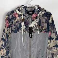 花柄ウインドブレーカー L 軽量フード付き 春秋アウター