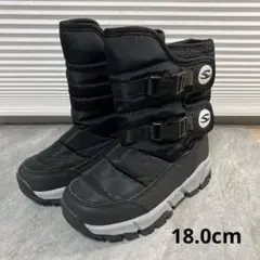 キッズ ボア付 スノーブーツ スノーシューズ 18cm ブラック/黒 すべり止め