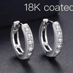 ジルコニアフープピアス　18k コーティング　レディース　メンズ　男女兼用
