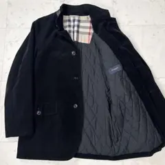 バーバリーロンドン コーデュロイ ハーフコート メガチェック ブラック Lサイズ