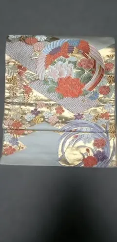 袋帯 白地 鳳凰 牡丹文様