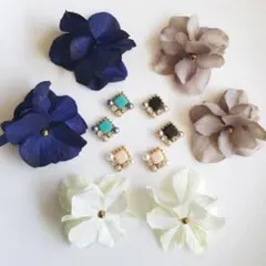 2wayスクエア　ビジュー　ピアス　&flowerキャッチ　ビジューイヤリング