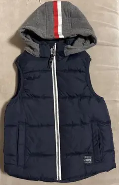 美品　H&M キッズ ダウン フード ネイビー ベスト 110〜115