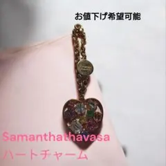 SamanthaThavasa チャーム ハート ビジュー キーホルダーゴールド