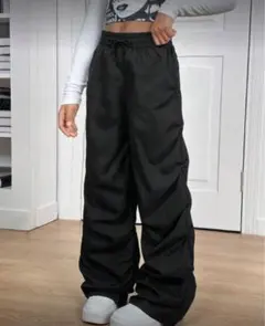 SHEINプリーツカーゴパンツ ブラック 11Y（140-146）