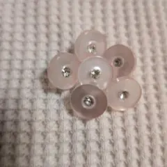 【ストーン付】桜色 装飾ボタン 6個セット 10mm ハンドメイド洋裁ピンク