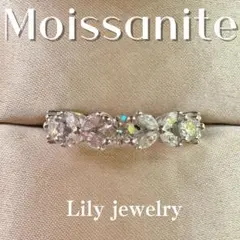 高級 モアサナイト フラワーリング Silver925 プラチナ仕上げ