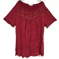 Ahlaray レース切替 デザイントップス 大きいサイズ XL ゆったり