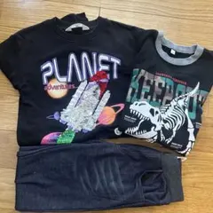 3枚枚セット　H&M 宇宙テーマ トレーナー 恐竜のトレーナー　裏起毛パンツ