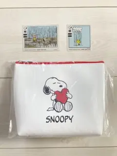スヌーピー ポーチ&ステッカーセット　スヌーピーミュージアム※ミラーなし