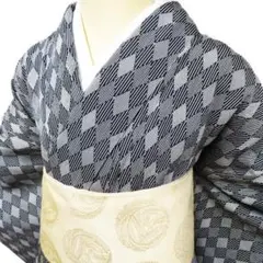 新品しつけ付き 洗える高級夏着物 紗【幾何学文様 黒】粋な大人の本格的な一枚 新品しつけ付き 洗える高級夏着物 紗【幾何学文様 黒】大人の本格的な