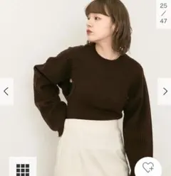 KBF ホールカットデザインニット ブラウン