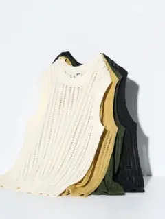 【美品】UNIQLO ノースリーブメッシュニット